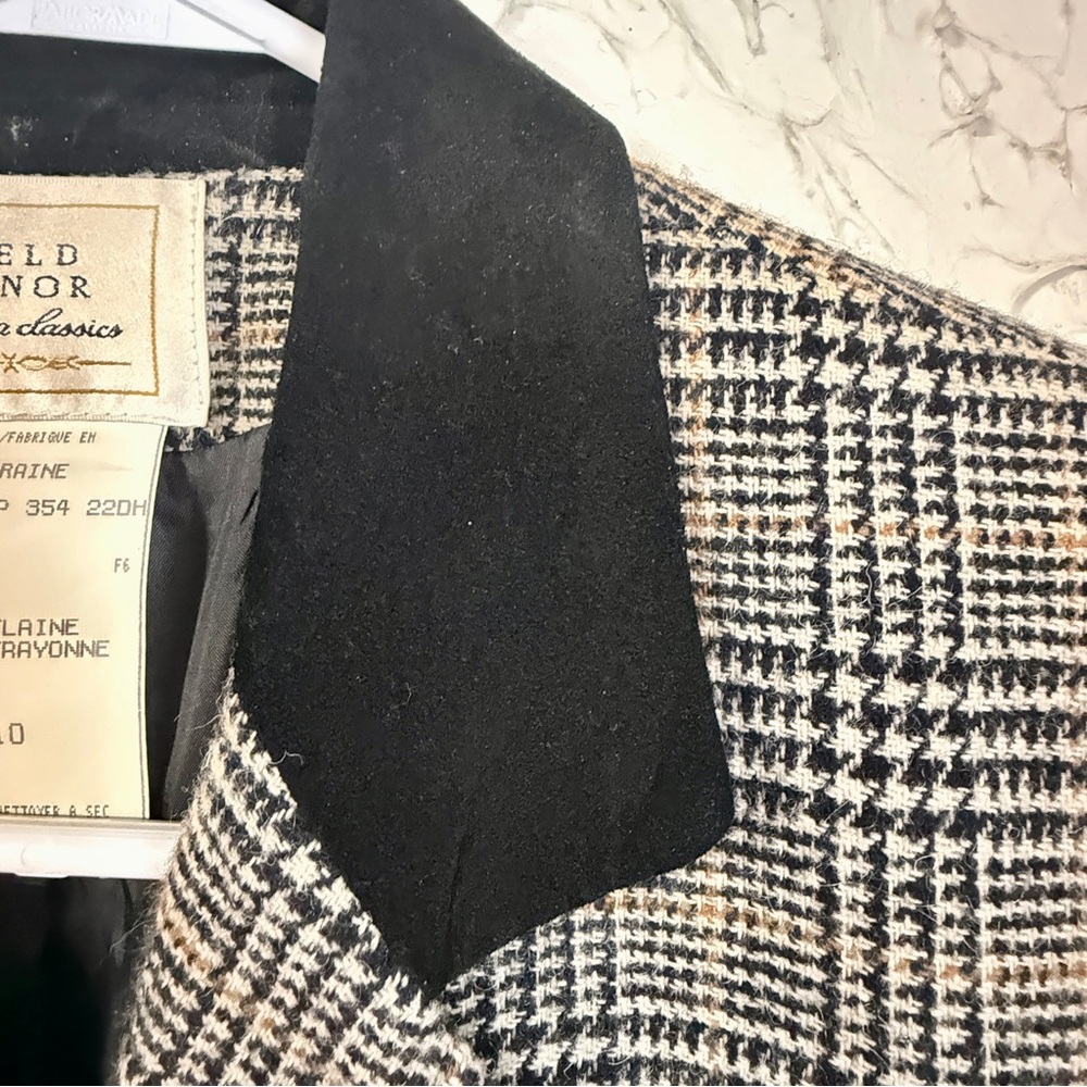 Field Manor Wool Blazer Size 10 I Houndstooth Wool Jacket I Classic Tailored - Picture 7 of 15